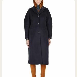 Ganni Single-Breasted Coat - blue size 36